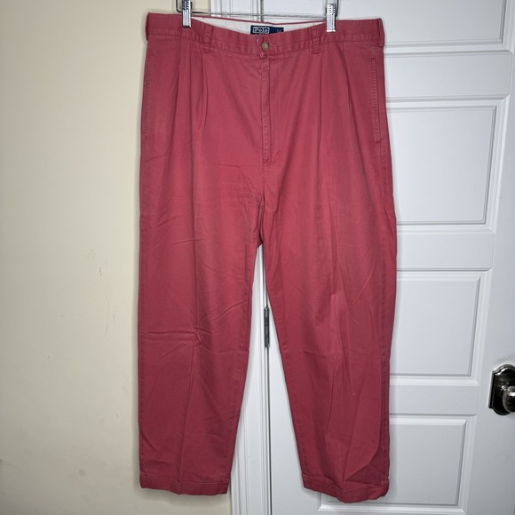 Polo Ralph Lauren Other - Vintage Polo Ralph Lauren Pleated Chinos Mens 36/28 Salmon 100% Cotton Trousers